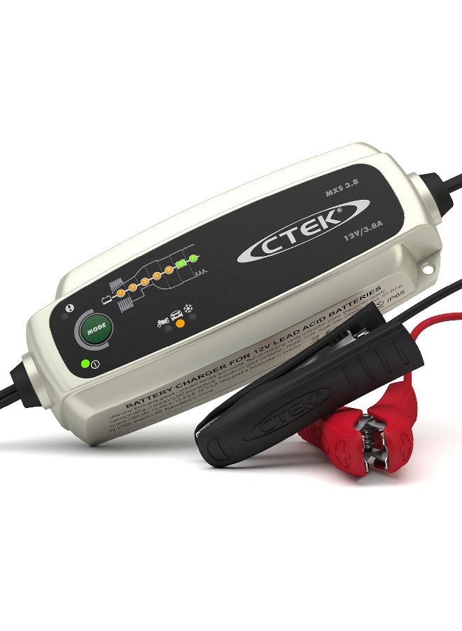CTEK MXS 3.8, 12V Battery Charger & Maintainer, 3.8A, UK Plug - Image 1