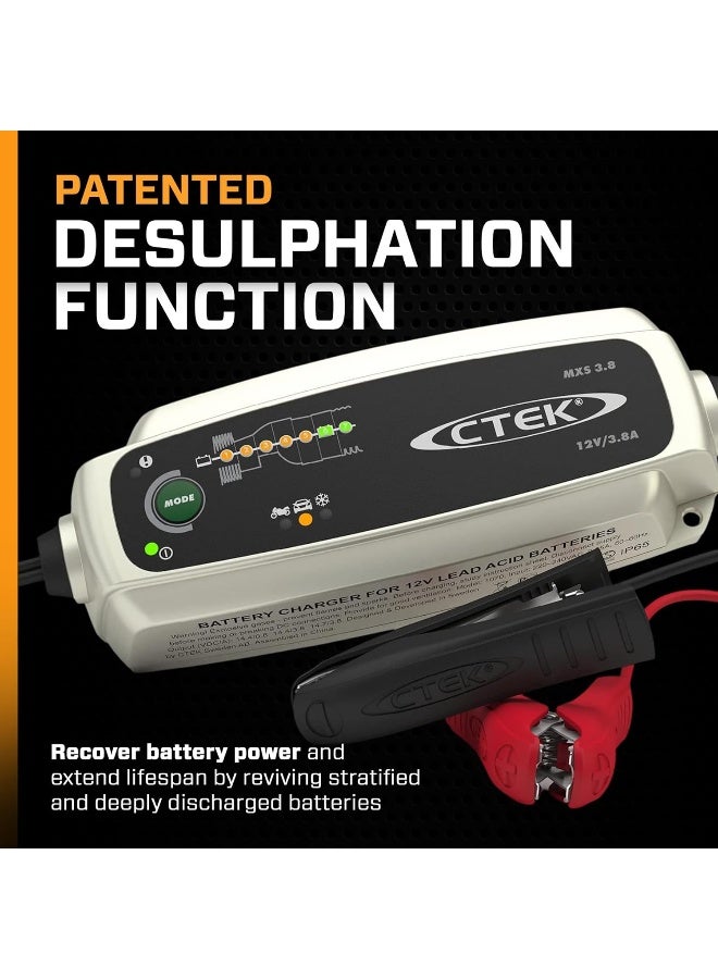 CTEK MXS 3.8, 12V Battery Charger & Maintainer, 3.8A, UK Plug - Image 3