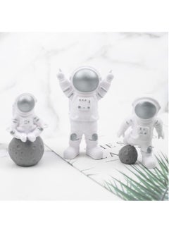 HASTHIP HASTHIP® 3PCS Astronauts Figures Statues Decor, Ornaments Resin Outer Space Themed Decor, Spaceman Planet Sculpture for Desktop & Tabletop Decor, Gift for Space Lovers, Silver  - Image 4