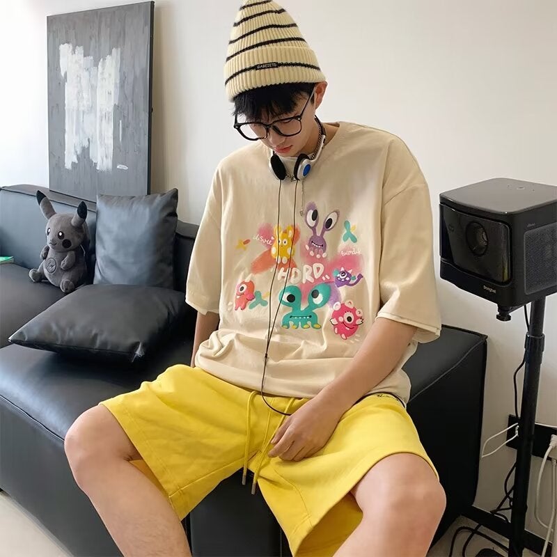 American Retro Short-Sleeved T-Shirt Men'S 2024 Youth Trendy Handsome Ins All-Match Loose Round Neck Half-Sleeve - Image 5