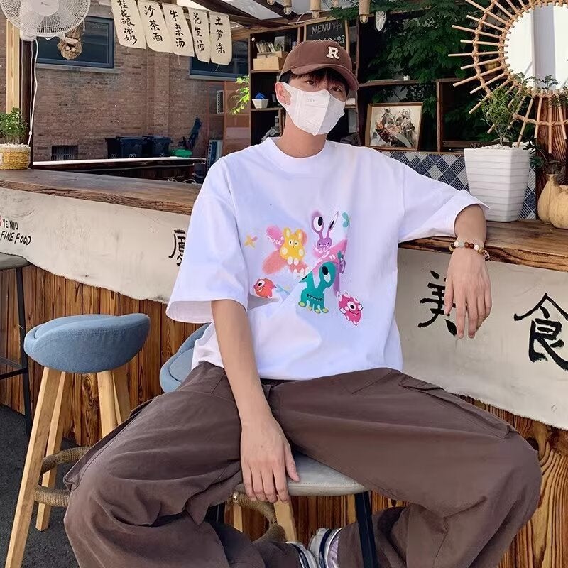 American Retro Short-Sleeved T-Shirt Men'S 2024 Youth Trendy Handsome Ins All-Match Loose Round Neck Half-Sleeve - Image 4