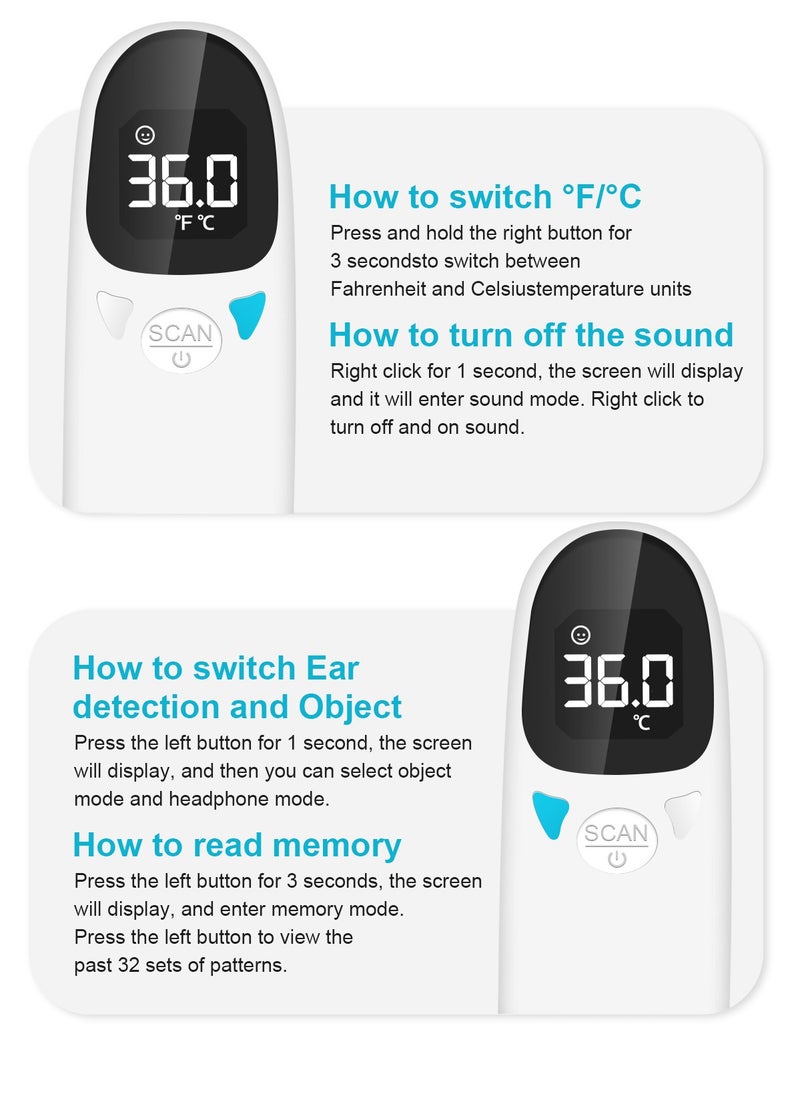 URbazaar Infrared Thermometer, Heart Rate Meter for Baby and Dhildren, Measuring Forehead, Body, Objects, Forehead/Ear Home Monitoring Device  - Image 5