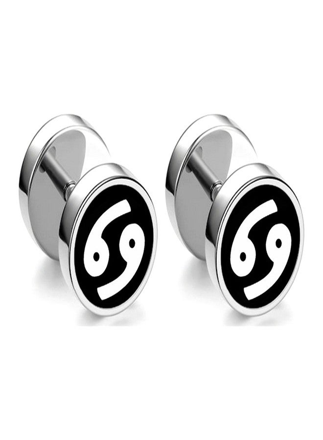 Xusamss Fashion Stainless Steel Twelve Constellation Barbell Stud Earrings - Image 1