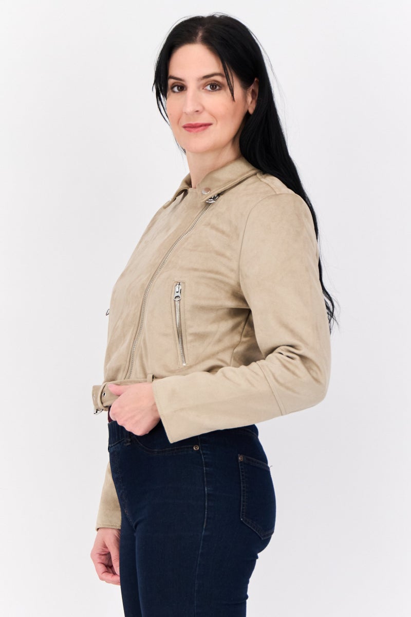 Don't Call Me Jennyfer Women Plain Windbreaker Jacket, Beige  - Image 2