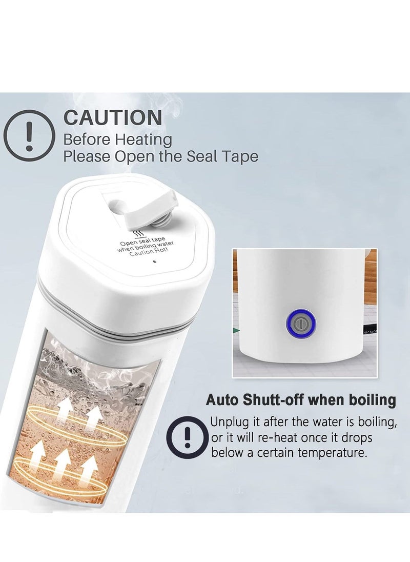 Portable Electric Kettle, Stainless Steel Liner Travel Electric Cup Home Mini Heating Teapot Fast Cooking Single Cup Water Heater 350ml Hot Water Bottle (White)  - Image 2
