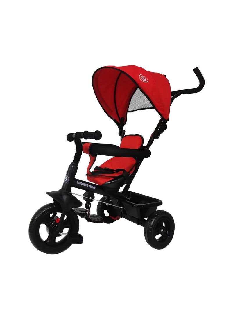 Lovely Baby دراجة ثلاثية العجلات Lovely Baby LB 325HC - دراجة ثلاثية العجلات للأطفال - دراجة الأطفال الأولى - عربة أطفال مع مظلة شمسية - مقبض للوالدين ومسند للقدمين - أحمر 