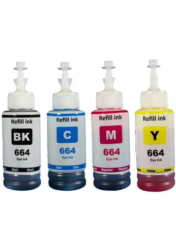 Epson Ink 664 (SET 4-PCS) Compatible Ink for se In ET 2600 ET 2650 ET 2550 ET 4500 ET 3600 ET 2500 ET 4550 ET 14000 ET 1655 000 L3 55 L100 L110 L1300 L200 Printers ( B, C, M, Y )  - Image 2