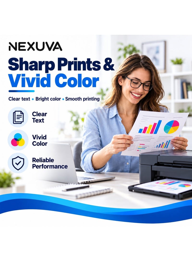 نيكسوفا طقم عبوات حبر تعبئة NEXUVA T664 متوافق مع طابعات Epson EcoTank، عبوة 4 ألوان أسود 90 مل وسماوي وأرجواني وأصفر 70 مل لكل لون، T6641 T6642 T6643 T6644 - Image 3