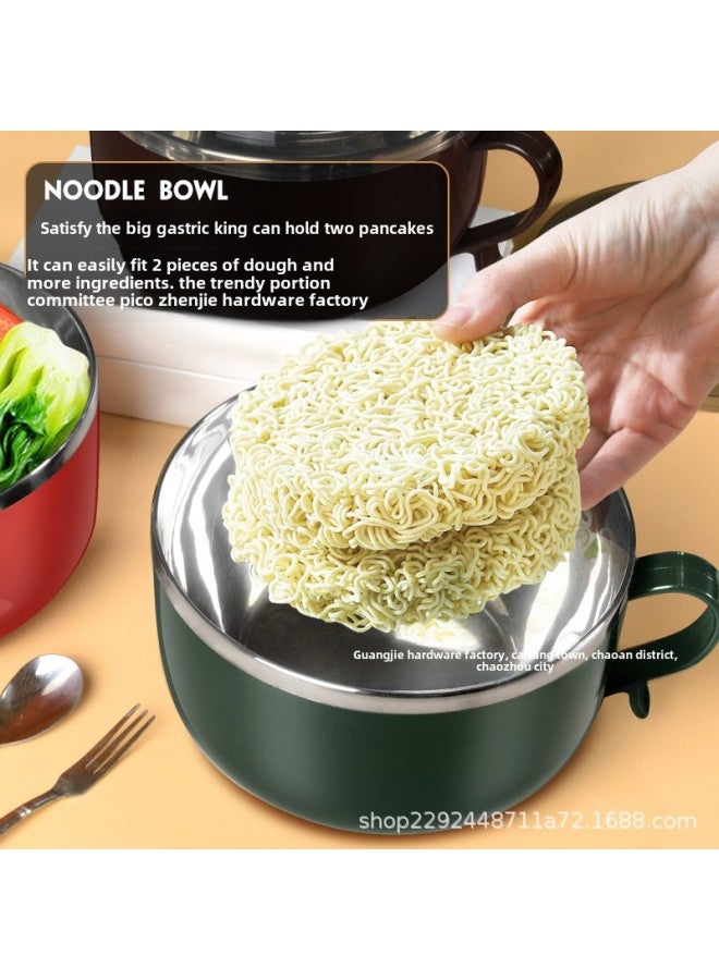 Stainless Steel Instant Noodle Cup Double-layer Anti-scalding Large Capacity Instant Noodle Bowl Student Dormitory With Lid Fast Food Cup Rice Bowl Lunch Box-Specifications:【201】1300ml Instant Noodle Cup-Color:Red  - Image 5