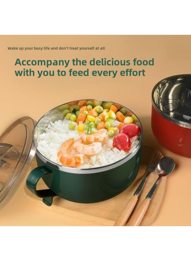 Stainless Steel Instant Noodle Cup Double-layer Anti-scalding Large Capacity Instant Noodle Bowl Student Dormitory With Lid Fast Food Cup Rice Bowl Lunch Box-Specifications:【201】1300ml Instant Noodle Cup-Color:Red  - Image 4