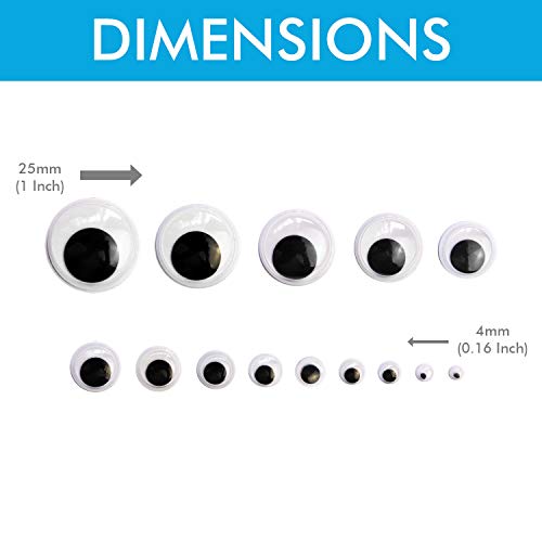 Millennial Essentials 1221 Pieces Wiggle Googly Eyes Self Adhesive Wiggle Eyes (Assorted Sizes) for DIY Crafts Scrapbooking (Classic) - Image 3