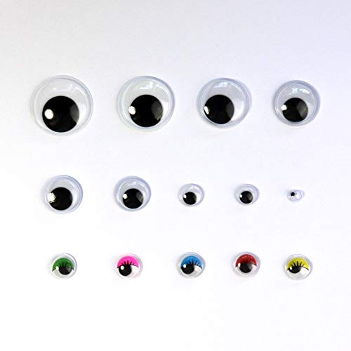 Millennial Essentials 1221 Pieces Wiggle Googly Eyes Self Adhesive Wiggle Eyes (Assorted Sizes) for DIY Crafts Scrapbooking (Classic) - Image 5