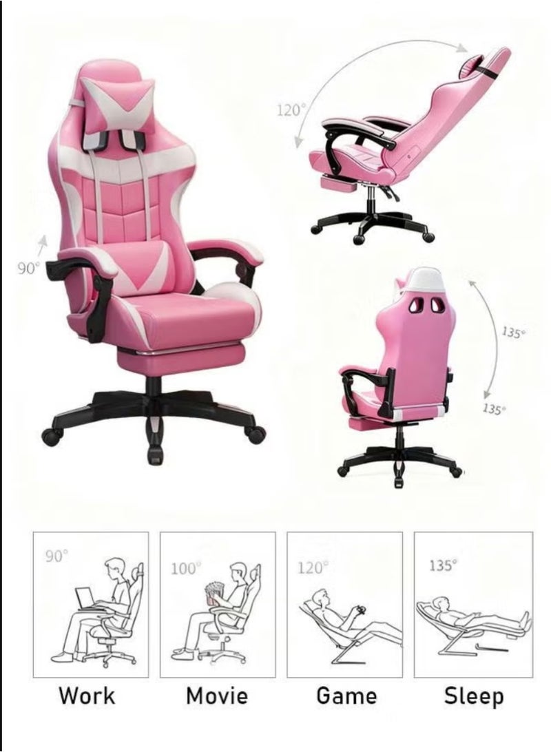 نادراب كرسي ألعاب مريح بتصميم إيرغونومي، جلد PU، مساند ذراع مريحة، مسند رأس مع قاعدة قدم، دوران 360 درجة، مناسب لمكتب وألعاب - Image 2