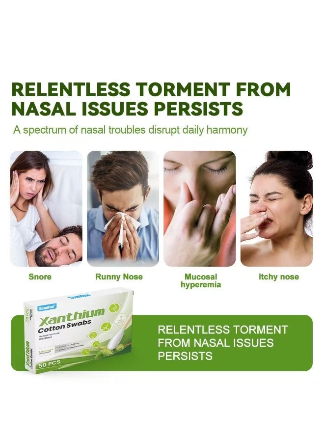 سوميفون Sumifun سوائل الأنف القطن الأنف المقطع لمرة واحدة العطس مهدئ 50 قطعة - Image 2
