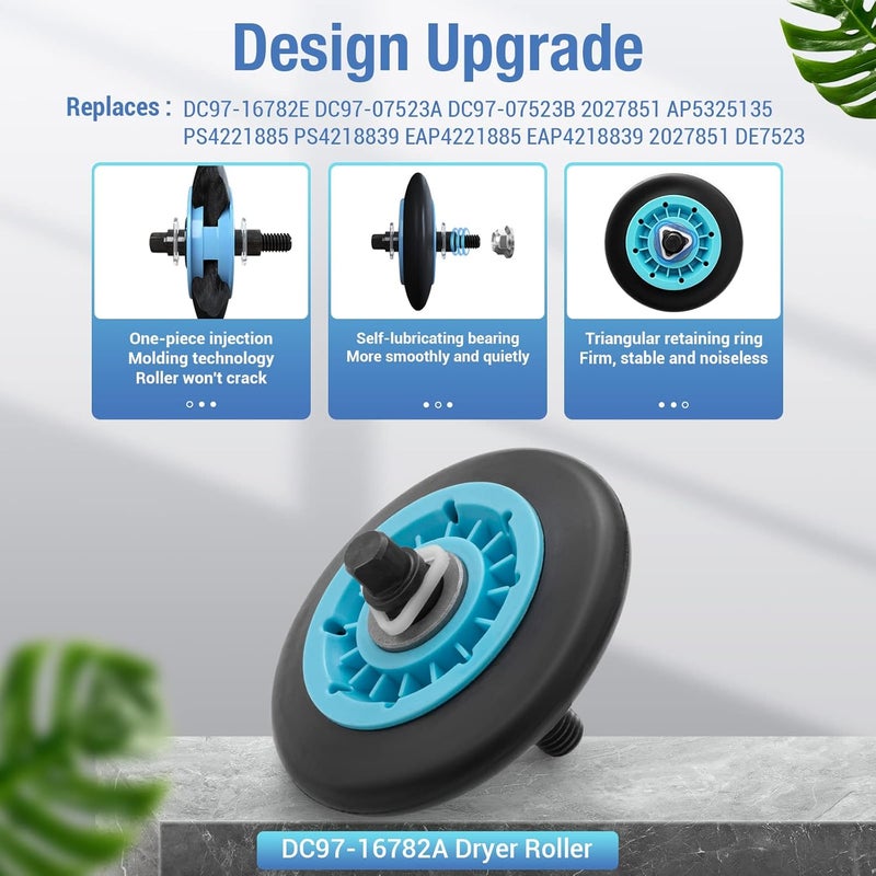Azdele Upgraded Sam-Sung Dryer Repair Kit for DC97-16782A Samsung Dryer Roller Replacement Kit, DC93-00634A Dryer Idler Pulley, 6602-001655 Dryer Belt, Replacement for Samsung Dryer Parts (Figures 6 and 7) - Image 2