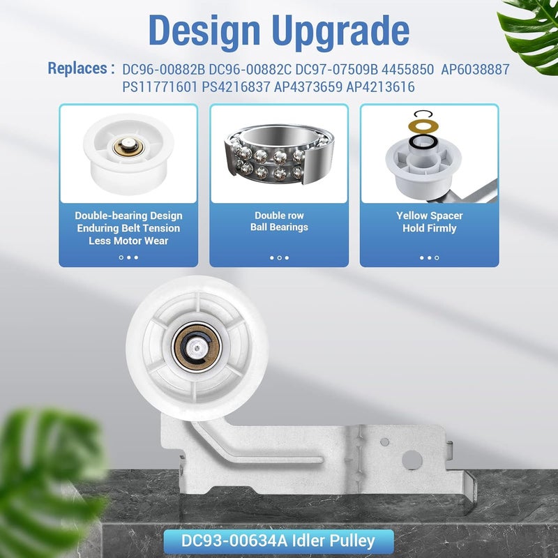 Azdele Upgraded Sam-Sung Dryer Repair Kit for DC97-16782A Samsung Dryer Roller Replacement Kit, DC93-00634A Dryer Idler Pulley, 6602-001655 Dryer Belt, Replacement for Samsung Dryer Parts (Figures 6 and 7) - Image 4