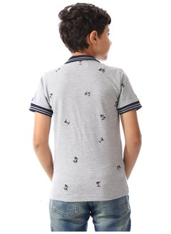Andora Pique Short Sleeves Polo Shirt For Boys _ Grey & Navy Blue  - Image 4