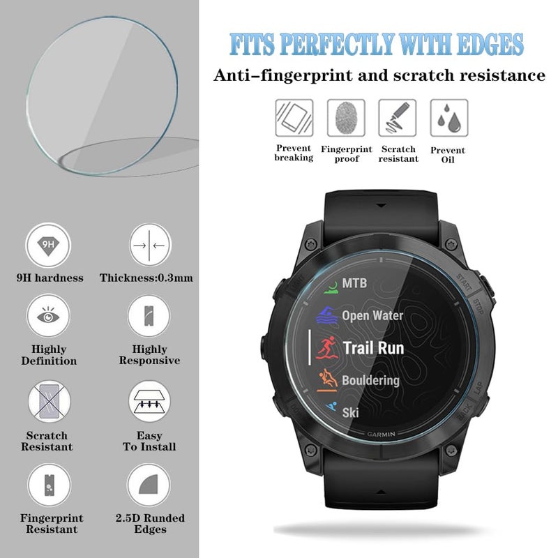 Huadu واقي شاشة ساعة HUADU متوافق مع Garmin Epix pro 51MM / Fenix 7X، فيلم زجاج مقسى مضاد للخدش عالي الدقة تغطية كاملة وحافظة واقية من TPU ناعمة - Image 3