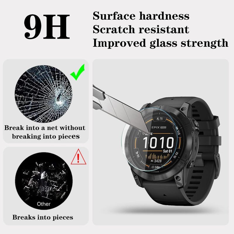 Huadu واقي شاشة ساعة HUADU متوافق مع Garmin Epix pro 51MM / Fenix 7X، فيلم زجاج مقسى مضاد للخدش عالي الدقة تغطية كاملة وحافظة واقية من TPU ناعمة - Image 2