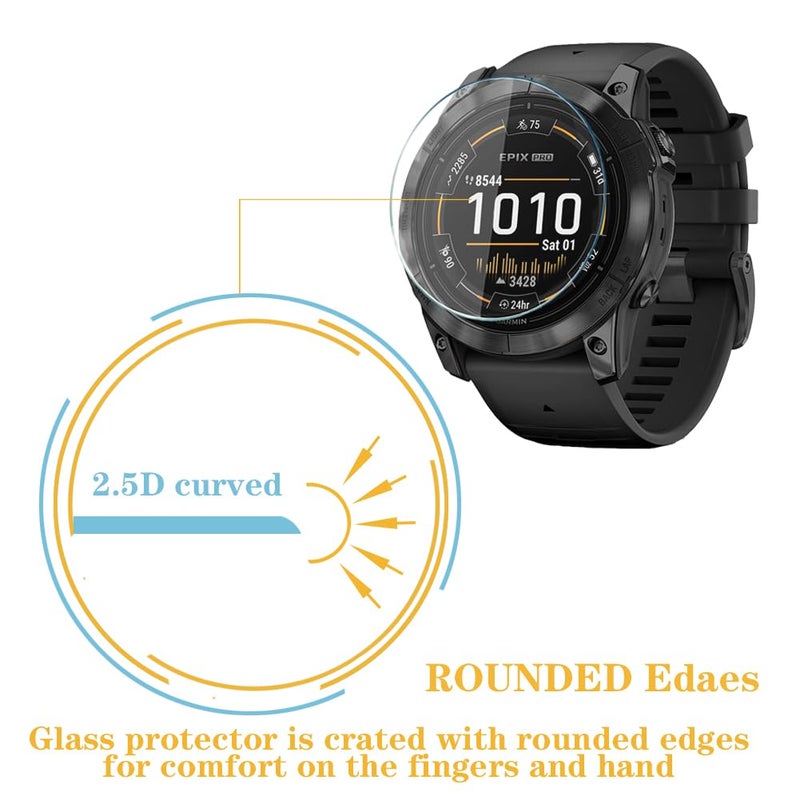 Huadu واقي شاشة ساعة HUADU متوافق مع Garmin Epix pro 51MM / Fenix 7X، فيلم زجاج مقسى مضاد للخدش عالي الدقة تغطية كاملة وحافظة واقية من TPU ناعمة - Image 5