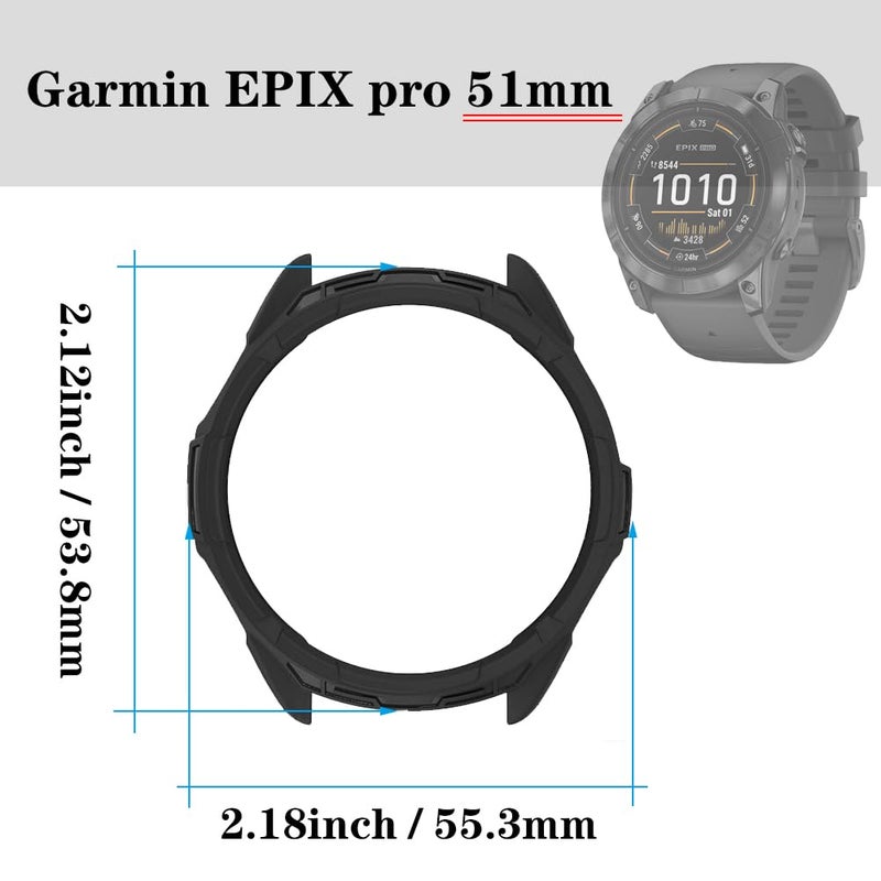Huadu واقي شاشة ساعة HUADU متوافق مع Garmin Epix pro 51MM / Fenix 7X، فيلم زجاج مقسى مضاد للخدش عالي الدقة تغطية كاملة وحافظة واقية من TPU ناعمة - Image 4