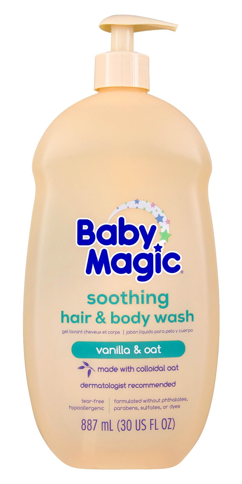 Baby Magic غسول شعر وجسم مهدئ للأطفال، فانيليا وشوفان، 30 أونصة سائلة - Image 1