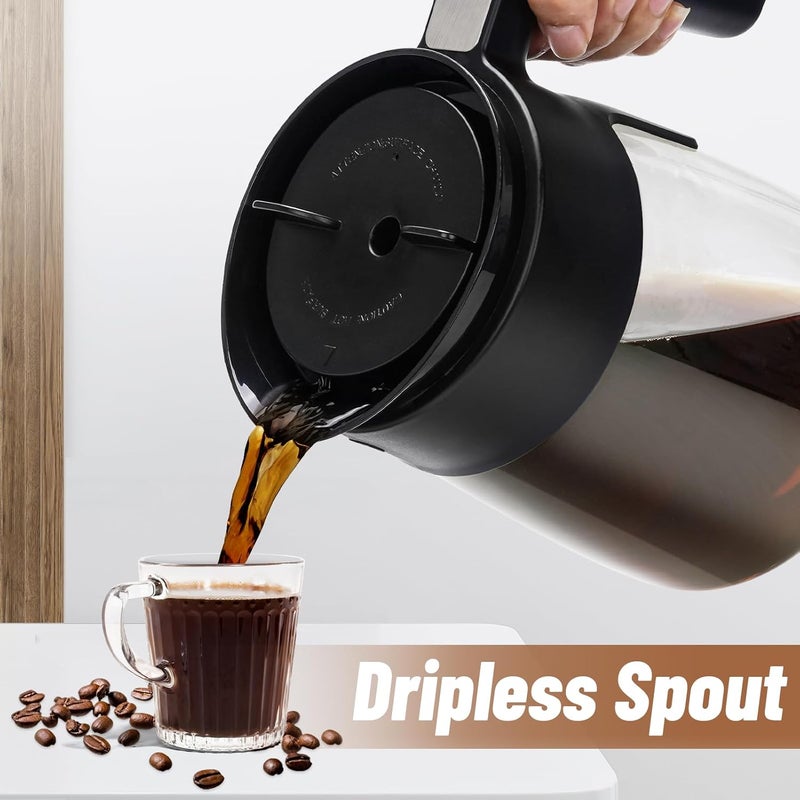 JYNTU 12 Cup Coffee Pot Replacement for Ninja Coffee Maker CFP101 CFP201 CFP301 CFN601 CFP250A CFP300 CFP307, Glass Carafe Replacement with Brew-Through Lid, Ninja Coffee Pot Replacement with Sturdy Handle - Image 3