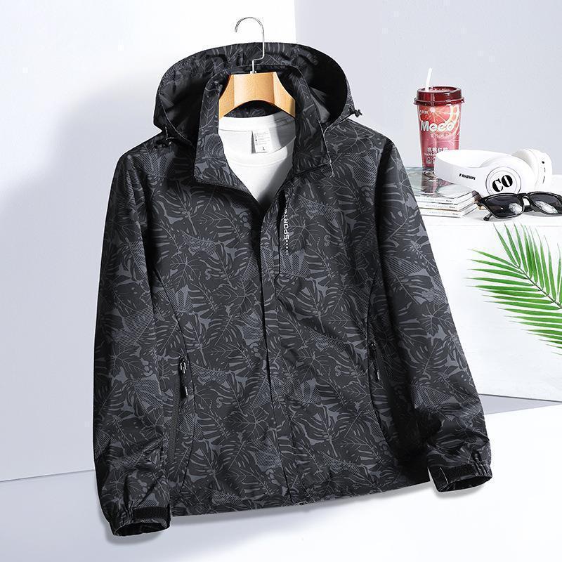 Generic 2023 Camo Windbreaker Jackets for Couples male-black
