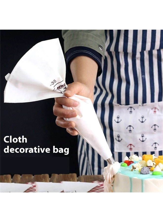 3-Piece Re-Useable Cotton Pastry Bag White/Black， Reusable Pastry Piping Bags, 3-35,3-40,4-46 Canvas Cake Decorating Bags  - Image 2