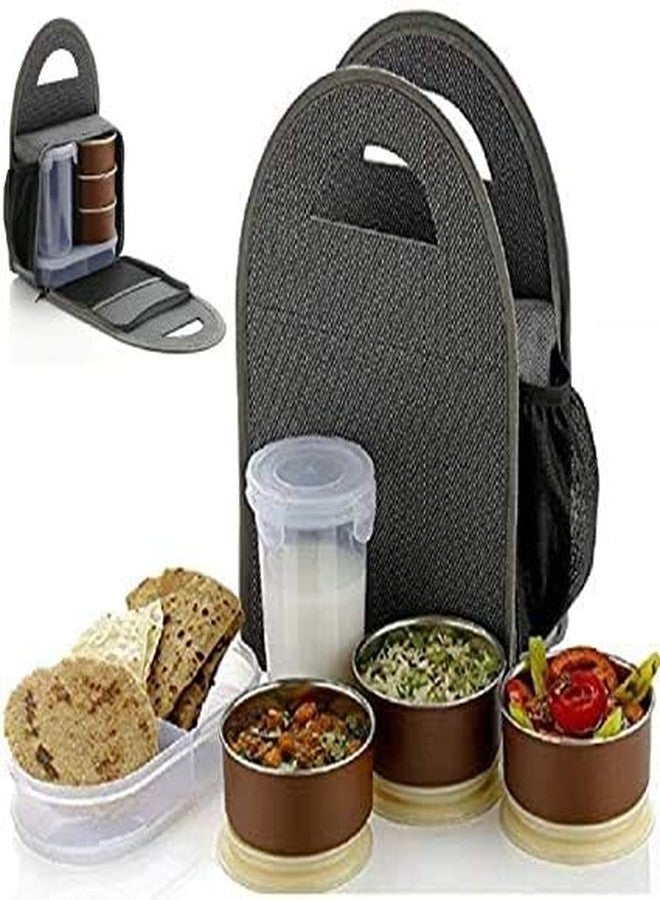 Chaher Executive Lunch Box Soft Insulated Tiffin Box Container,Microwave Safe Container Bag with Leak Proof Stainless Steel Lunch Box for Office with Bag - Image 2