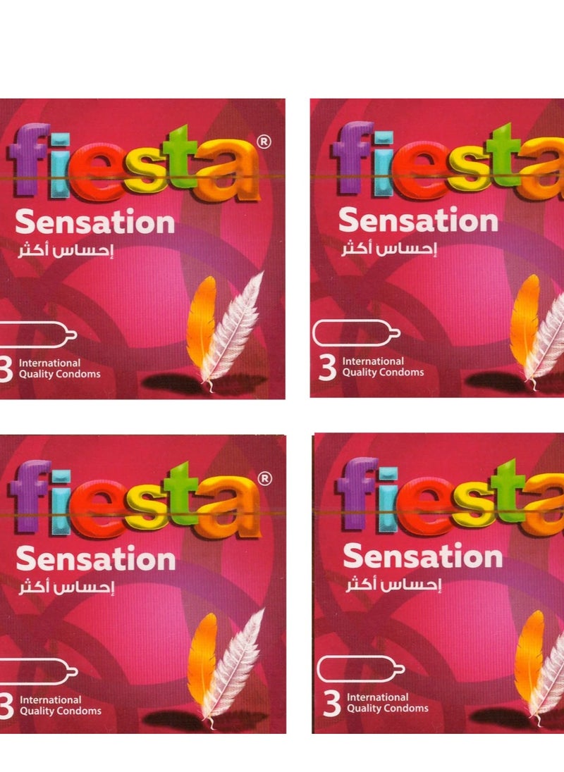 فييستا Fiesta فييستا سينسيشن- واقي ذكري رفيع لاحساس اكثر - 4 عبوة 3 قطع 
