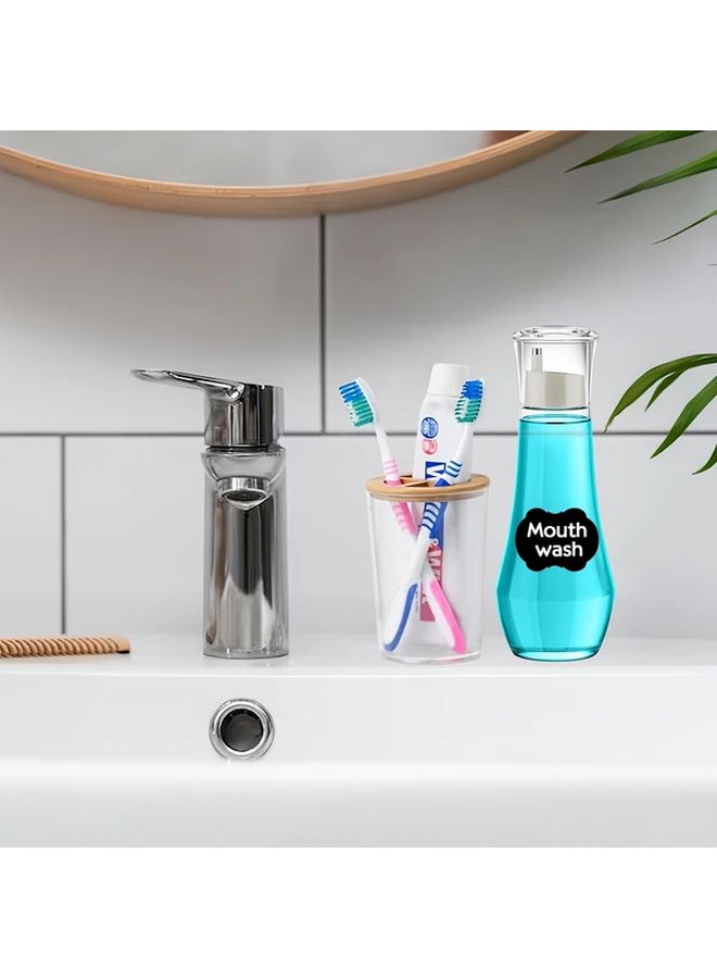 Clear Refillable Glass Mouthwash Dispenser with Lid 260ml Bathroom Countertop Container - Image 5
