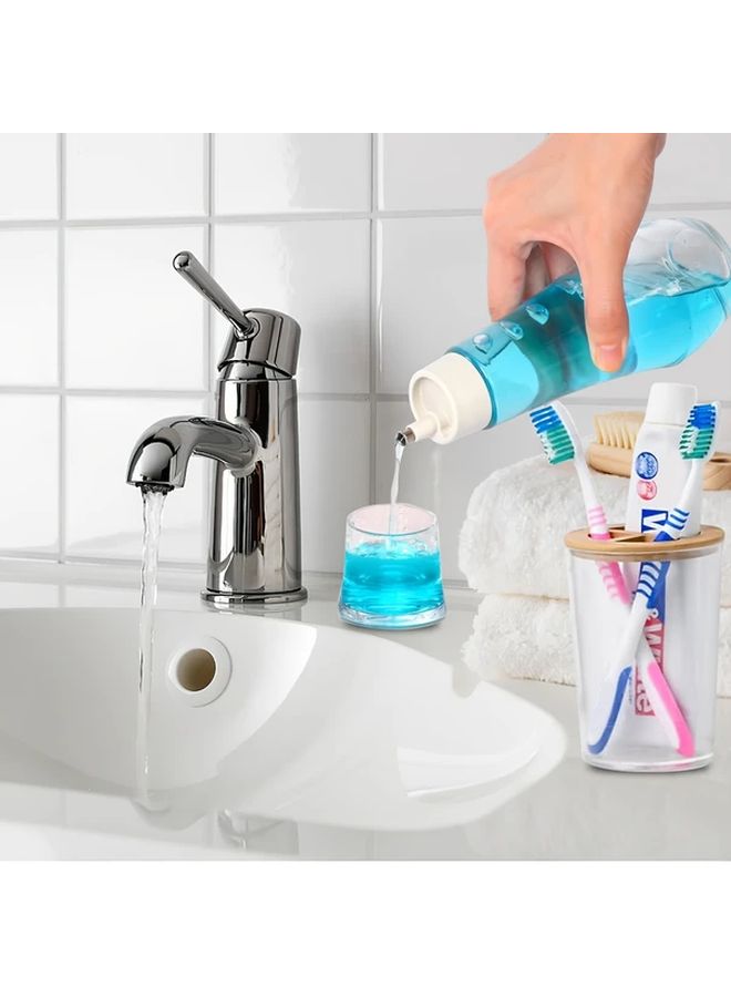 Clear Refillable Glass Mouthwash Dispenser with Lid 260ml Bathroom Countertop Container - Image 3