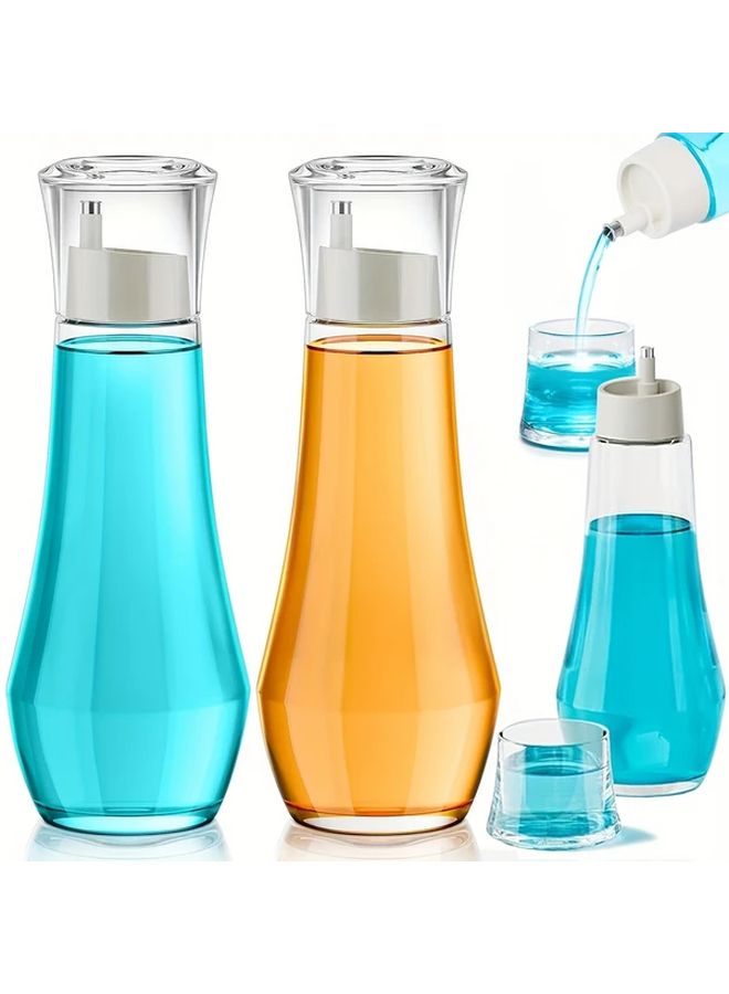 Clear Refillable Glass Mouthwash Dispenser with Lid 260ml Bathroom Countertop Container - Image 1