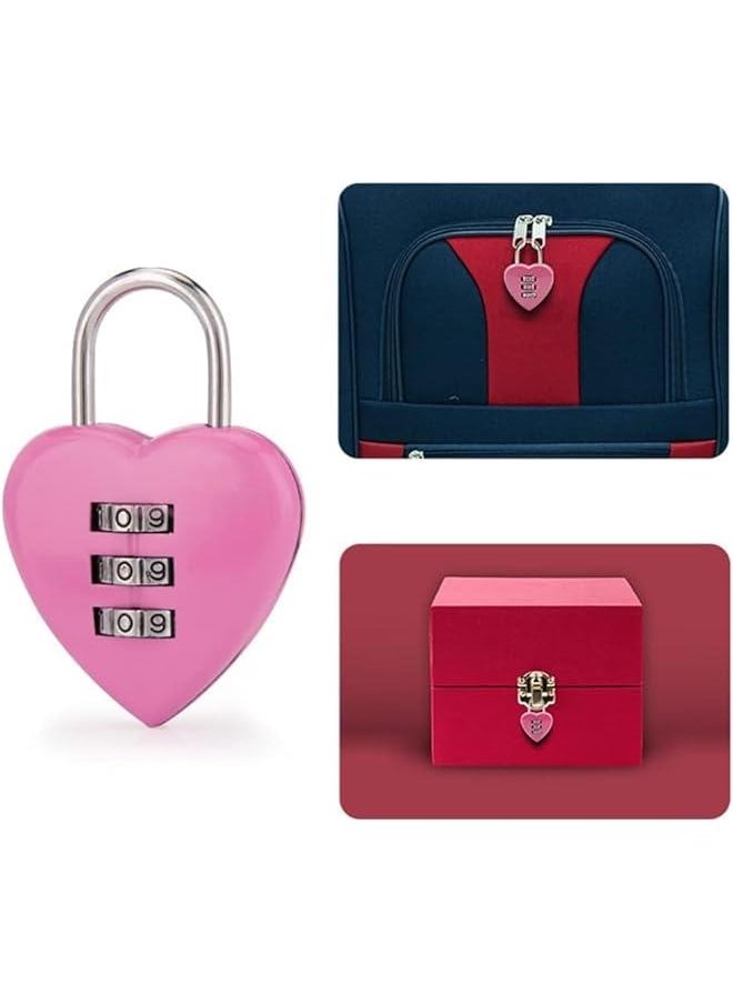 Generic Pink Love Heart Shape Combination Padlock for Girls Women, Mini 3-Digit Password Resettable Code Locker Lock for School Pink 1Pc/Set  - Image 2