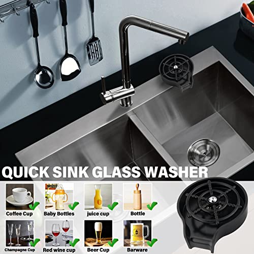 KOOHOAMZ Glass Rinser For Kitchen Sink - Automatic Cup And Bottle Washer, Faucet Attachment, Bar Accessory (Matte Black) - Image 2