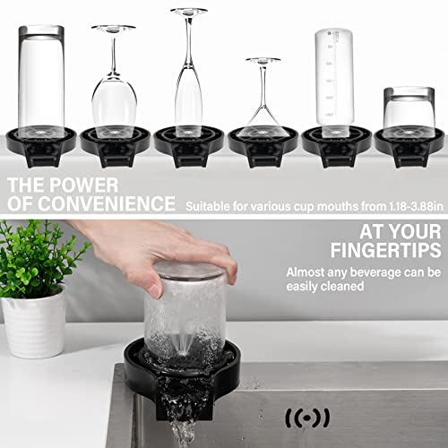 KOOHOAMZ Glass Rinser For Kitchen Sink - Automatic Cup And Bottle Washer, Faucet Attachment, Bar Accessory (Matte Black) - Image 4