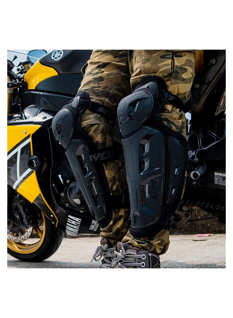 SYOSI 2Pcs Motorcycle Knee Shin Guard Pads for Men, Anti-slip 2 in 1 Protector Bendable Adjustable Motocross Knee Protection Armor Racing Protective Gear for Cycling - Image 5
