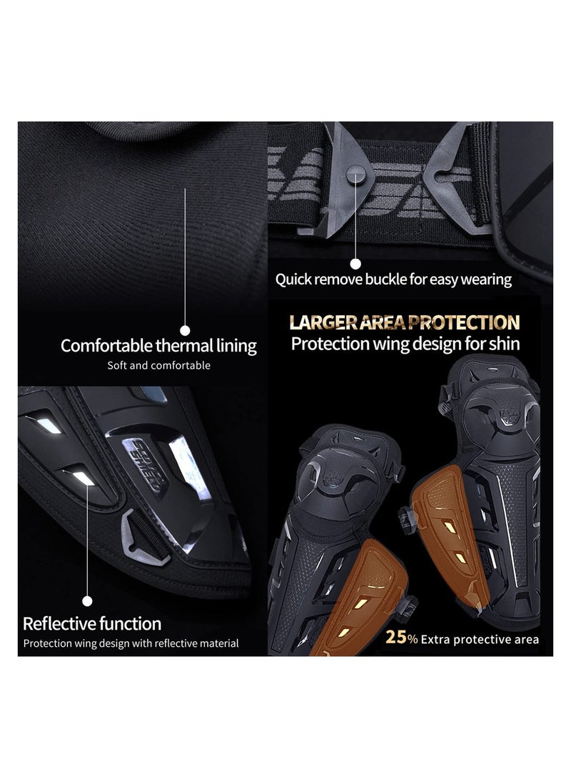 SYOSI 2Pcs Motorcycle Knee Shin Guard Pads for Men, Anti-slip 2 in 1 Protector Bendable Adjustable Motocross Knee Protection Armor Racing Protective Gear for Cycling - Image 4