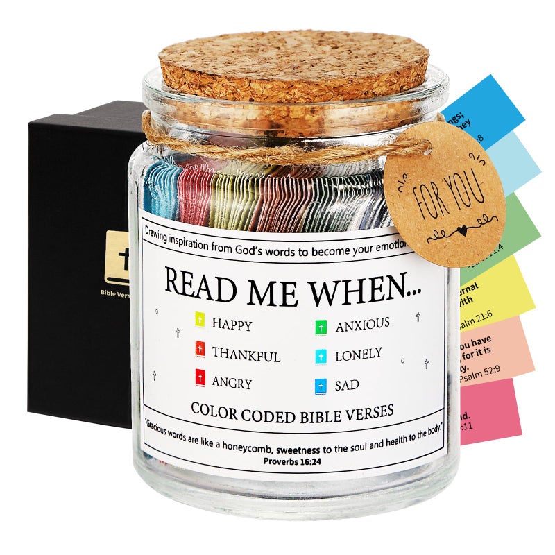 Qunrwe Bible Verse Jar,Scripture Prayer Cards Holy Read Me When Bible Verses Jar,Religious Communion Confirmation Baptisms Christian Gifts for Women Men Teen Girls,Birthday Gifts for Women Mom Teens Friends - Image 1