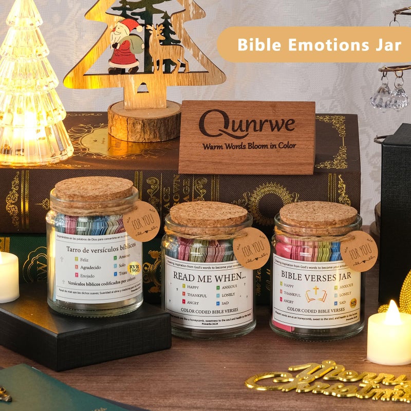 Qunrwe Bible Verse Jar,Scripture Prayer Cards Holy Read Me When Bible Verses Jar,Religious Communion Confirmation Baptisms Christian Gifts for Women Men Teen Girls,Birthday Gifts for Women Mom Teens Friends - Image 2
