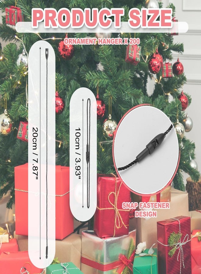 PATIKIL Christmas Ornament Hooks, 200 Pcs LED String Light Hanging Cable Holiday Decor Gift Tag Hanger with Snap Lock for Valentine's Halloween, Black - Image 2