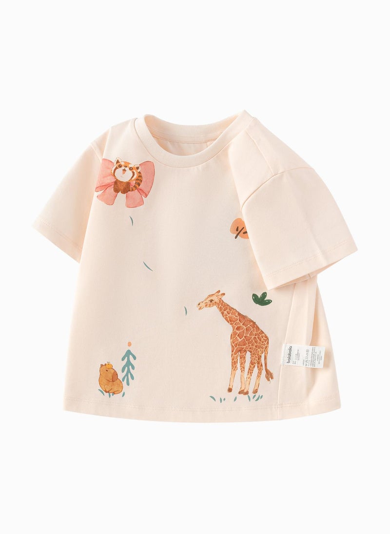 بالابالا تيشيرت بناتي بأكمام قصيرة ورقبة على شكل حرف - Image 1