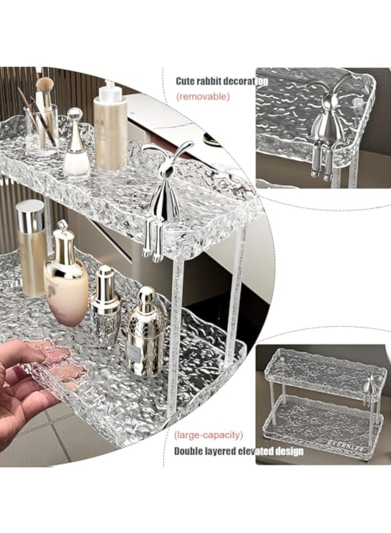 Arabest منظم العناية بالبشرة ذو طبقتين، منظم المكياج لسطح الطاولة، منظم العناية بالبشرة لسطح الطاولة، منظم المكياج لسطح الطاولة، منظم المكياج والعناية بالبشرة للحمام - Image 3