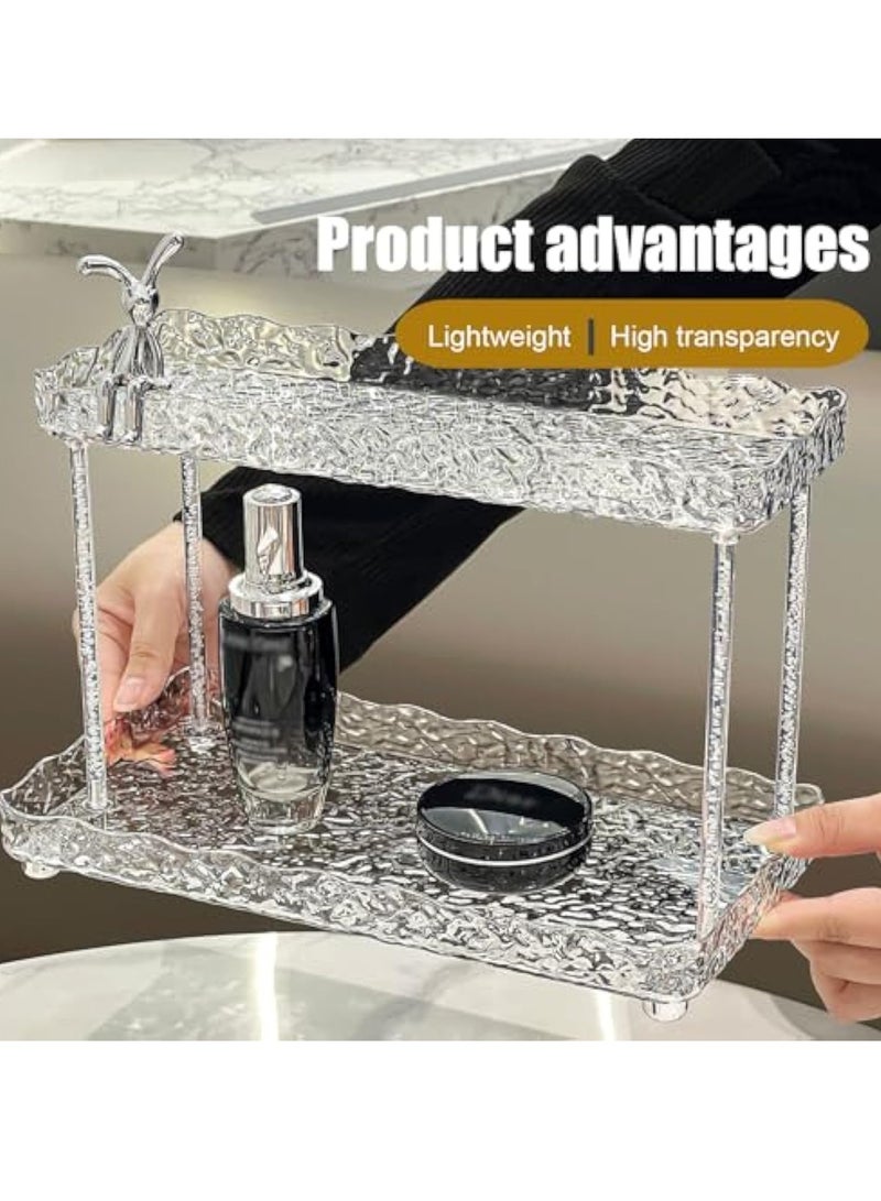 Arabest منظم العناية بالبشرة ذو طبقتين، منظم المكياج لسطح الطاولة، منظم العناية بالبشرة لسطح الطاولة، منظم المكياج لسطح الطاولة، منظم المكياج والعناية بالبشرة للحمام - Image 4