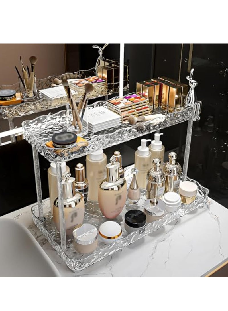 Arabest منظم العناية بالبشرة ذو طبقتين، منظم المكياج لسطح الطاولة، منظم العناية بالبشرة لسطح الطاولة، منظم المكياج لسطح الطاولة، منظم المكياج والعناية بالبشرة للحمام - Image 5