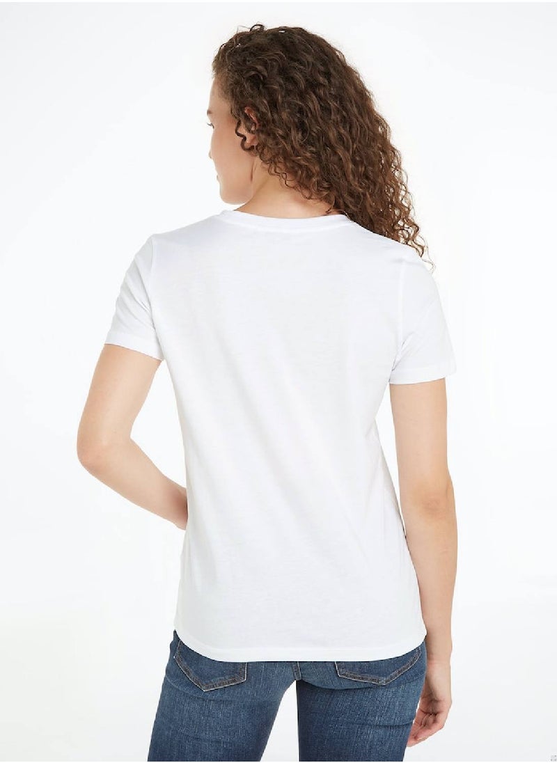 TOMMY HILFIGER Women's Organic Cotton Logo T-Shirt, White  - Image 3