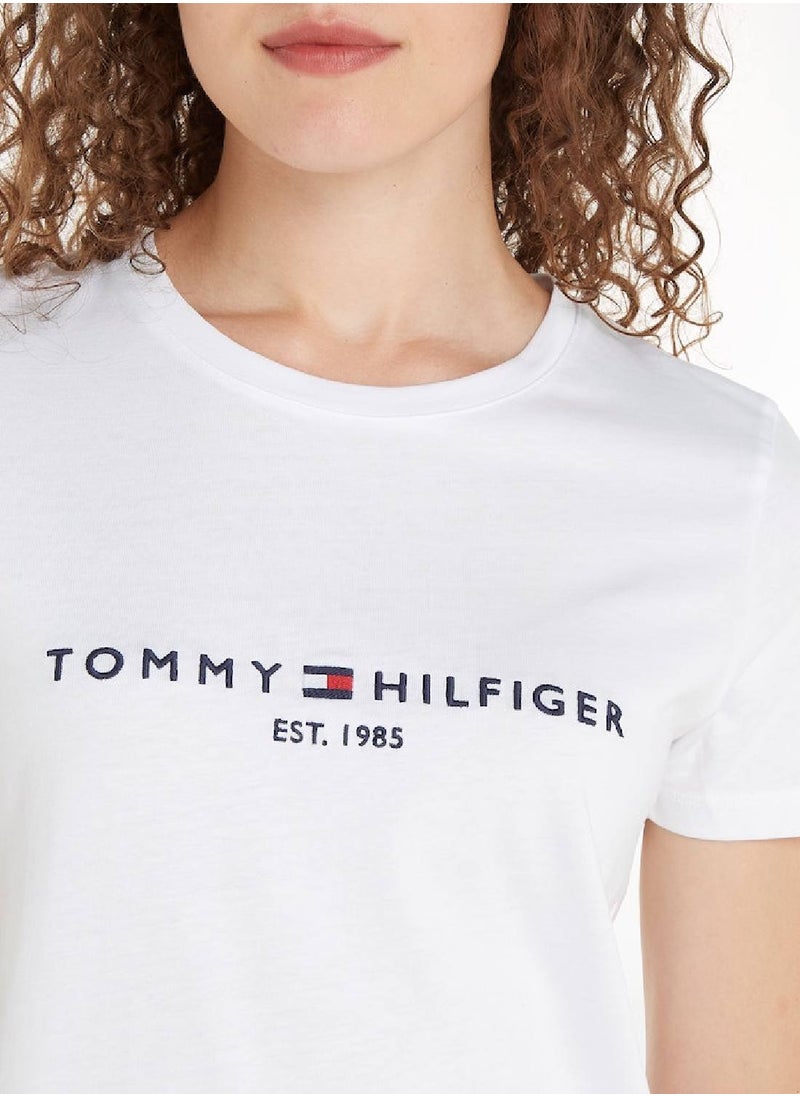 TOMMY HILFIGER Women's Organic Cotton Logo T-Shirt, White  - Image 4