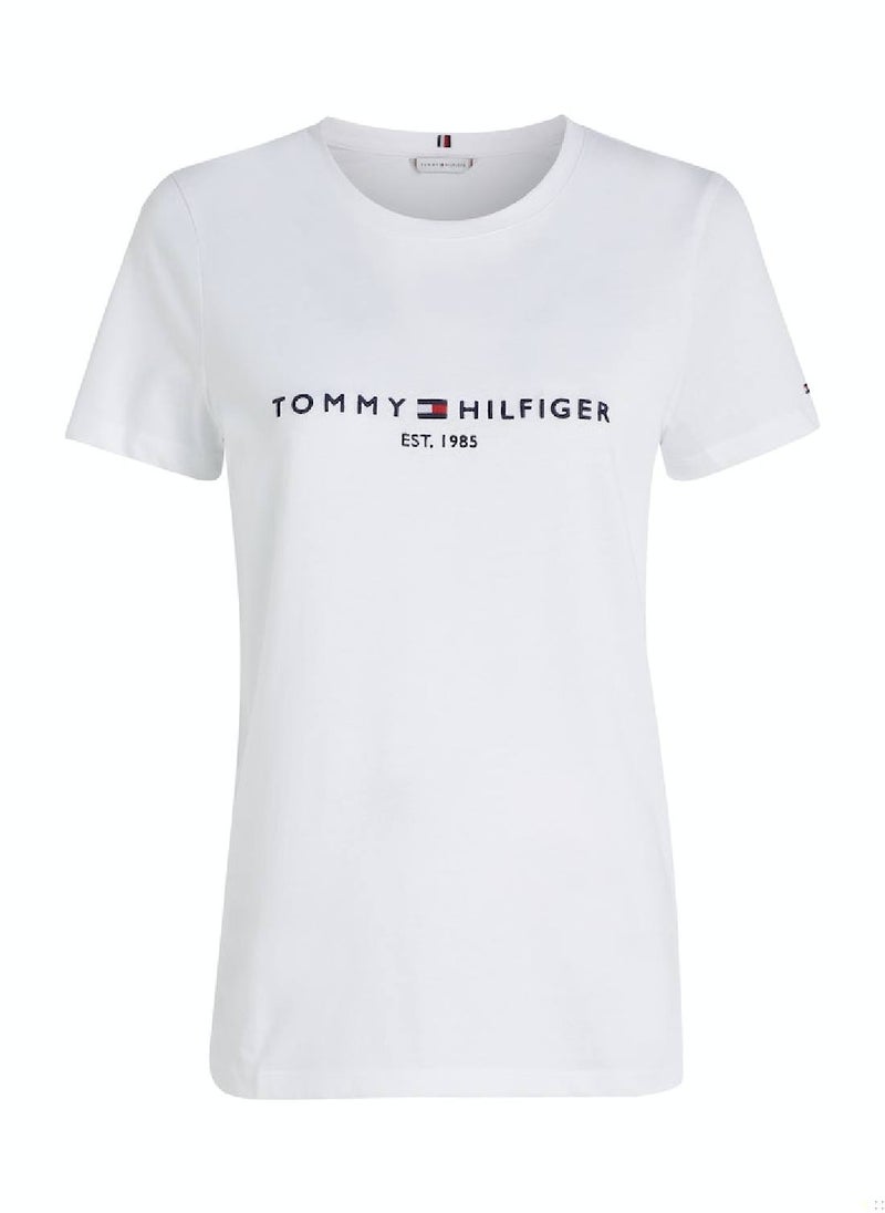 TOMMY HILFIGER Women's Organic Cotton Logo T-Shirt, White  - Image 2
