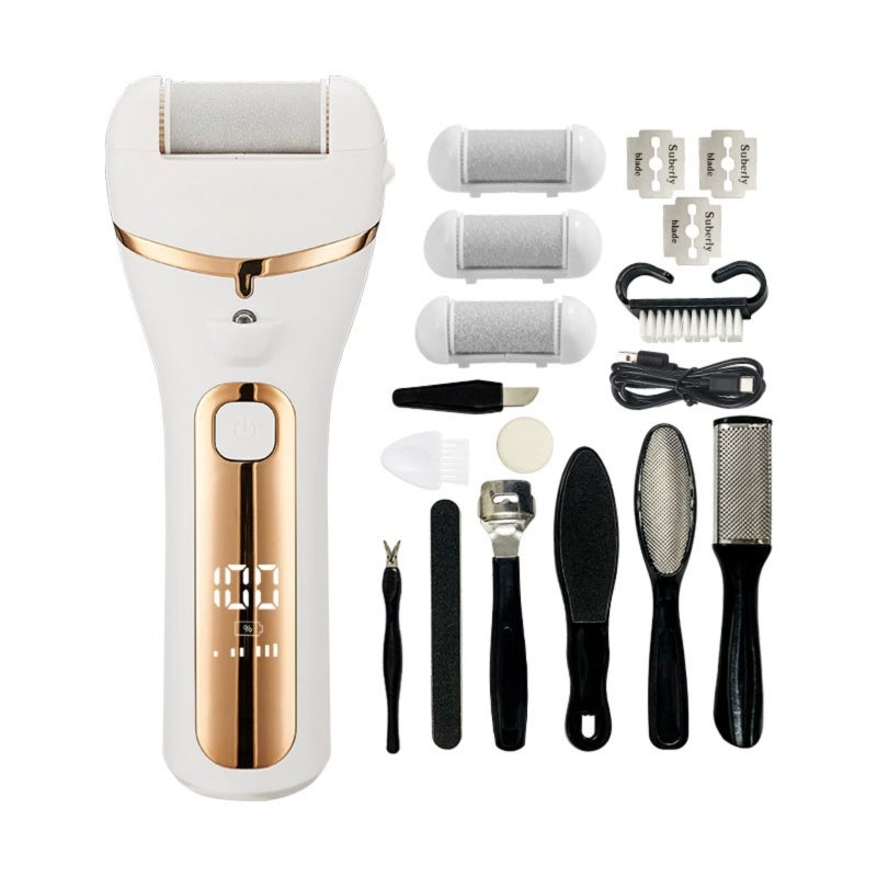 Electric Callus Remover: Gold, Compact Lightweight Ergonomic Design, Strong Power High-Speed Motor - Safe Rounded Edge Grinding Head, Wireless Waterproof Electric Foot Grinder for Foot Care, Sensitive - Image 1